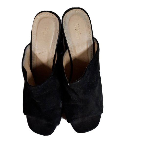 Sofree Size 39 / 8 Embroidered Chunky Heels Floral Mule Slip On Black Red Cute - Picture 3 of 12